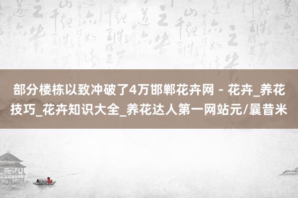 部分楼栋以致冲破了4万邯郸花卉网 - 花卉_养花技巧_花卉知识大全_养花达人第一网站元/曩昔米